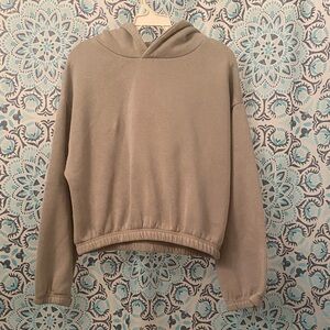 Women's Gray-Greenish ZARA Cropped Hoodie Large